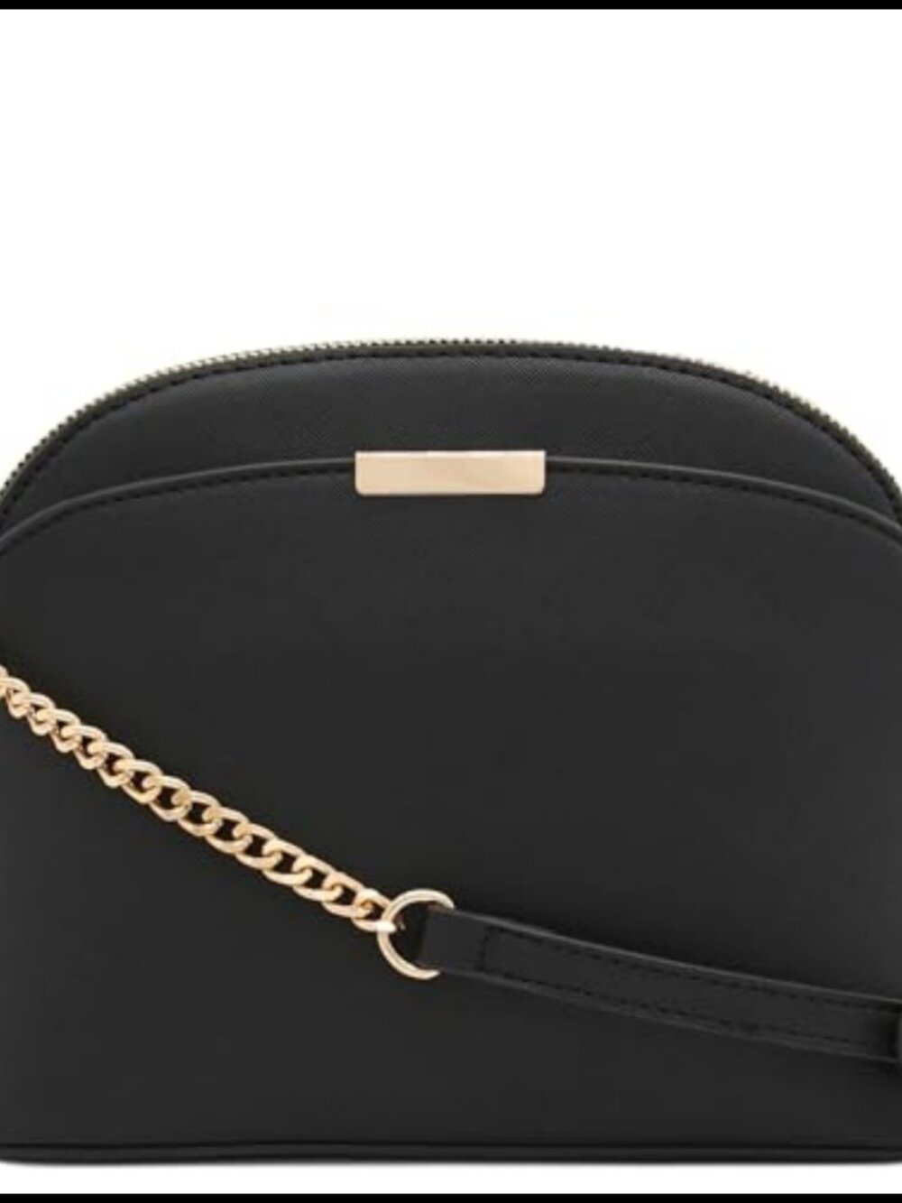Small Dome Crossbody Bag with Chain Strap Faux Leather Gold Tone Hardware